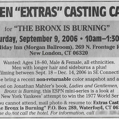'The Bronx Is Burning' casting notice